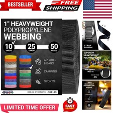 Heavyweight Polypropylene Webbing - Heavy Duty Poly Strapping for Outdoor DIY...