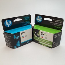 Lot of 2 OEM HP 67  67XL Tri-Color Ink Cartridges 3YM55AN 3YM58AN - 2023  2026