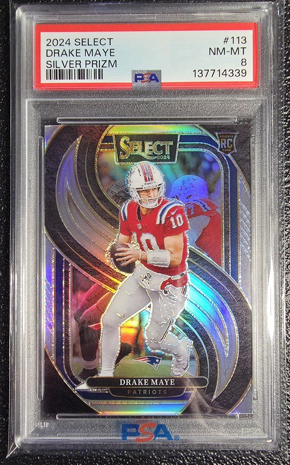 2024 Panini Select - Premier Level Drake Maye #113 Silver Prizm (RC)
