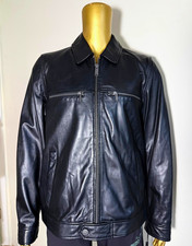 Men's Leather Biker Jacket Medium KARL LAGERFELD Black