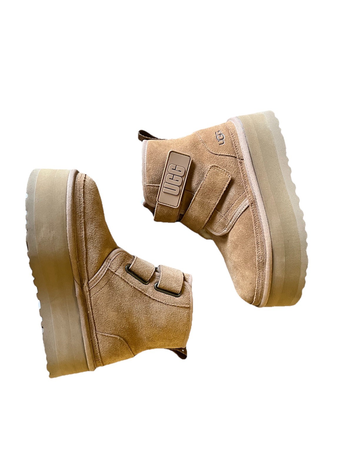 UGG Beige Suede Shearling Lined Platform Ankle Bo… - image 2