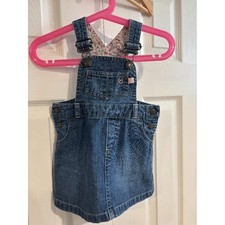 Vintage Baby Gap Denim Overall Skirt Dress Pony Club Girls 12-18 months EUC