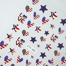 4th of July Nail Stickers 1Pcs Patriotic Designs Nail Art Stickers 5D Embossed