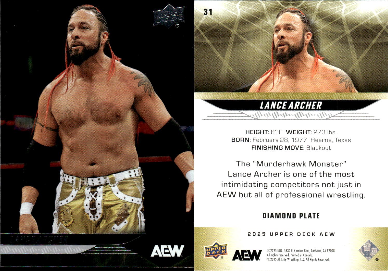 2025 Upper Deck AEW #31 Lance Archer Diamond Plate AEW