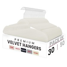 30 Pack White Velvet Hangers Premium Non-Slip Clothes Coat Felt Hanger