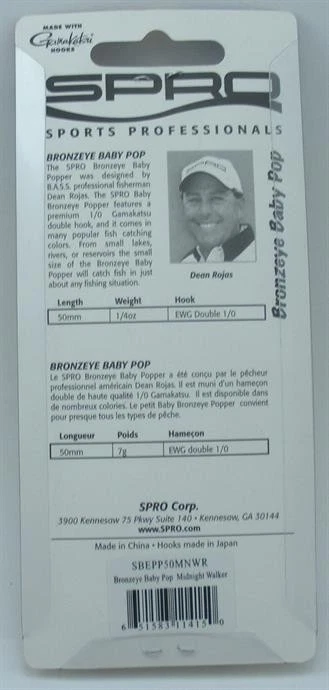 Spro SBEPP50MNWR Bronce Ojo Popper Rana Tamaño 50mm 1/4 OZ Caminante de Medianoche Foto 3 de 3