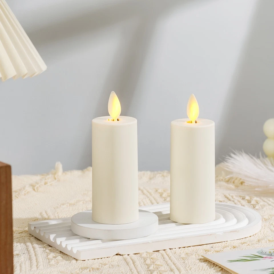 4" Luminara Flameless Battery Votive Candles Set of 2 4 6 8 Moving Flame Ivory - Image 2 of 4