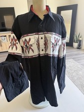 Vintage Roper western Rodeo shirt Aztec southwestern print Made In USA Size XL