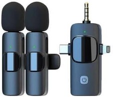 3 in 1 Wireless Clip Microphone for iPhone Android Camera