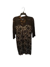 Karen Kane Women’s V-neck Scallop Hey Lace Dress Black Nude Large 