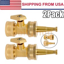 2 Pack Solid Brass Metal Twist Garden Hose Nozzle , Heavy Duty Adjustable