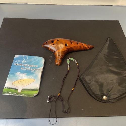 Tested Ceramic Ocarina Set: 12 Holes, Song Book, Protective Bag & Strap