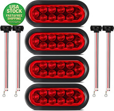 Trailer Truck LED Sealed Red 6 Inch Oval Stop Turn Tail Lights Waterproof 4Pcs