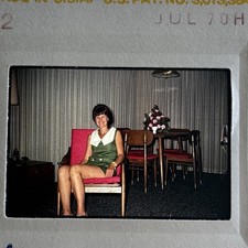 VTG 1960S 1970S BRUNETTE FEMALE PORTRAIT PLACES HOME 35MM TRANSPARENCY SLIDE #11