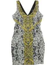 GUESS Womens Python-Print Bodycon Dress, Black, Small