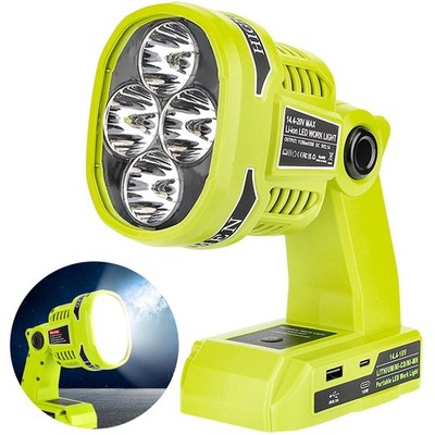 22W Cordless LED Work Light for Ryobi 18V Li-ion Batteries 1120LM Jobsite Light