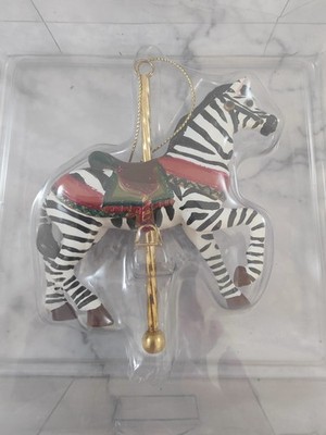 Kurt S Adler Carousel Zebra Ornament New In Box Black White Red Green