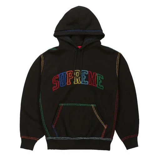 Sweat à capuche noir Supreme Big Stitch taille M
