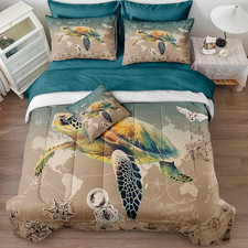 Ocean Comforter Set Queen Size 8 Pieces Beach Comforter Set with Sheet Set Vinta