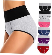 Women's High Waisted Cotton Underwear Tummy Control Large Multicolor B,6pack