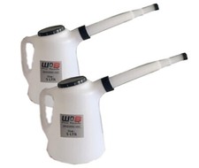 2 Pack 5 Litre Measuring Jug With Flexi Spout  Lid Fluid Fuel Oil Petrol Diesel