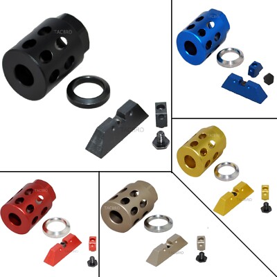 Aluminum 1/2''x28 Thread Pitch Muzzle Brake for 9MM & Gl0ck Sight Combo Kit