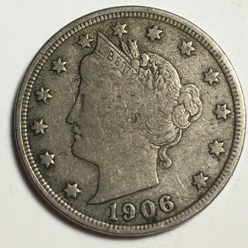 1906 United States Liberty "V" Nickel - Fine (F) Carded KM#112 - 4552-AH