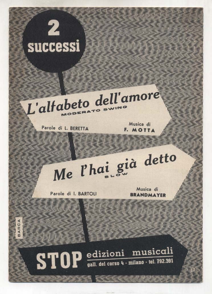 Spartito L'ALFABETO DELL'AMORE - ME L'HAI GIA' DETTO Motta Brandmayer 1958
