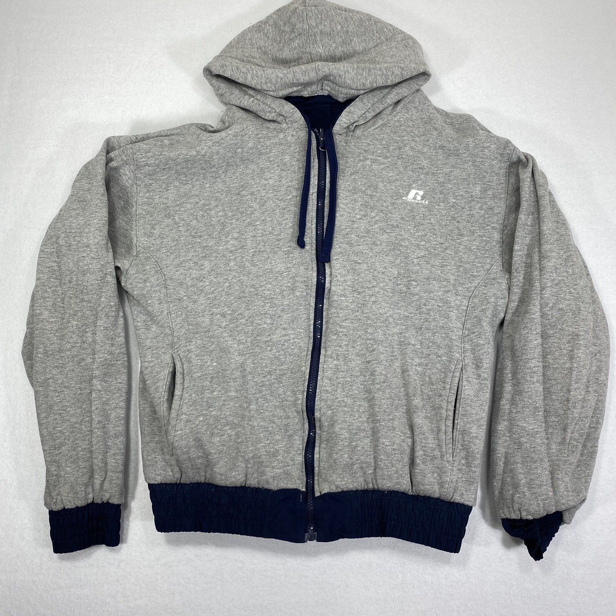 Vtg Russell Athletic Mens Blue And Gray Reversible Windbreaker