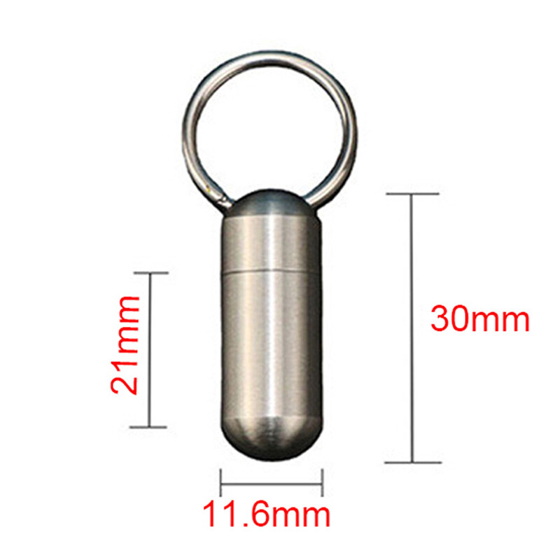 Pill Holder Portable Waterproof Metal Capsule Box Keychain Pill Case