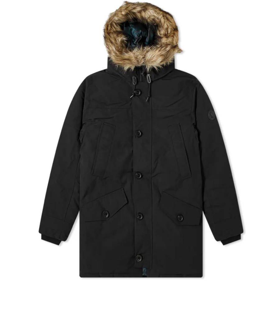 NEW POLO RALPH LAUREN BLACK FAUX FUR TRIM DOWN FILL ANNEX PARKA