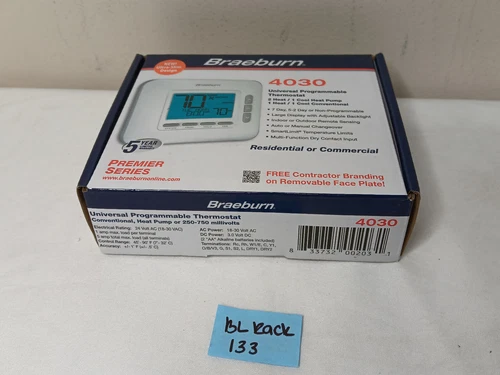 Braeburn 4030 2H/1C Programmable Thermostat with Dry Contact