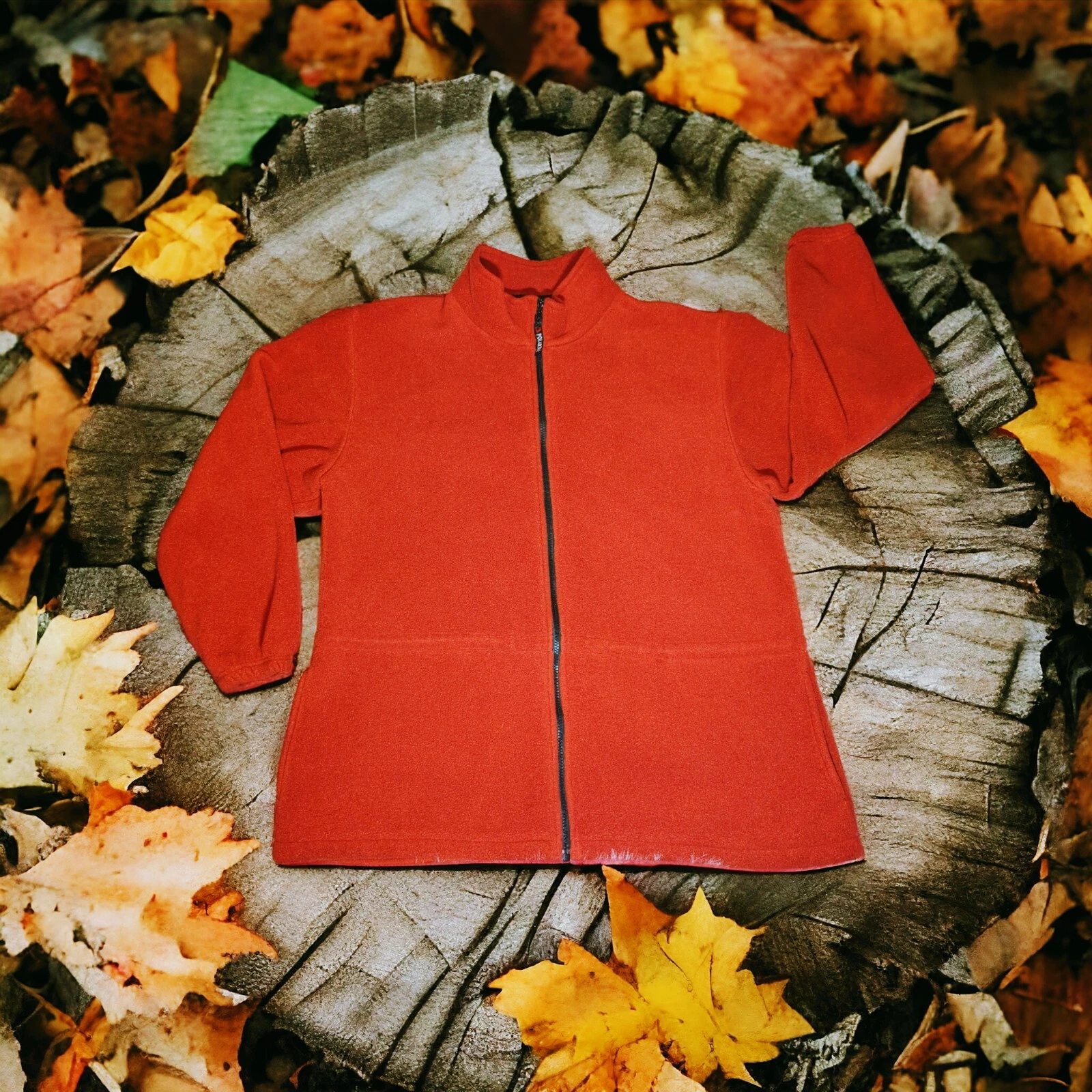 CABELA'S Men's XL Fleece Jacket Orange POLARTEC Sweater Outdoor Fishing FULL ZIP