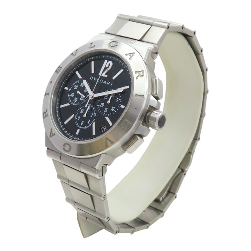 BVLGARI Diagono Velocissimo Watch DG41SCH Black Dial Chronograph Stainless Steel - Picture 4 of 15