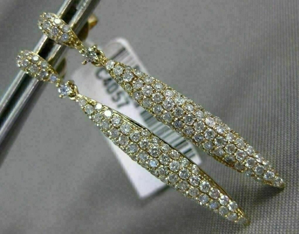 FILA ESTATE LARGE 1.15CT DIAMOND 14K YELLOW G MULTI ROW ELONGATED HANGING EARRINGS