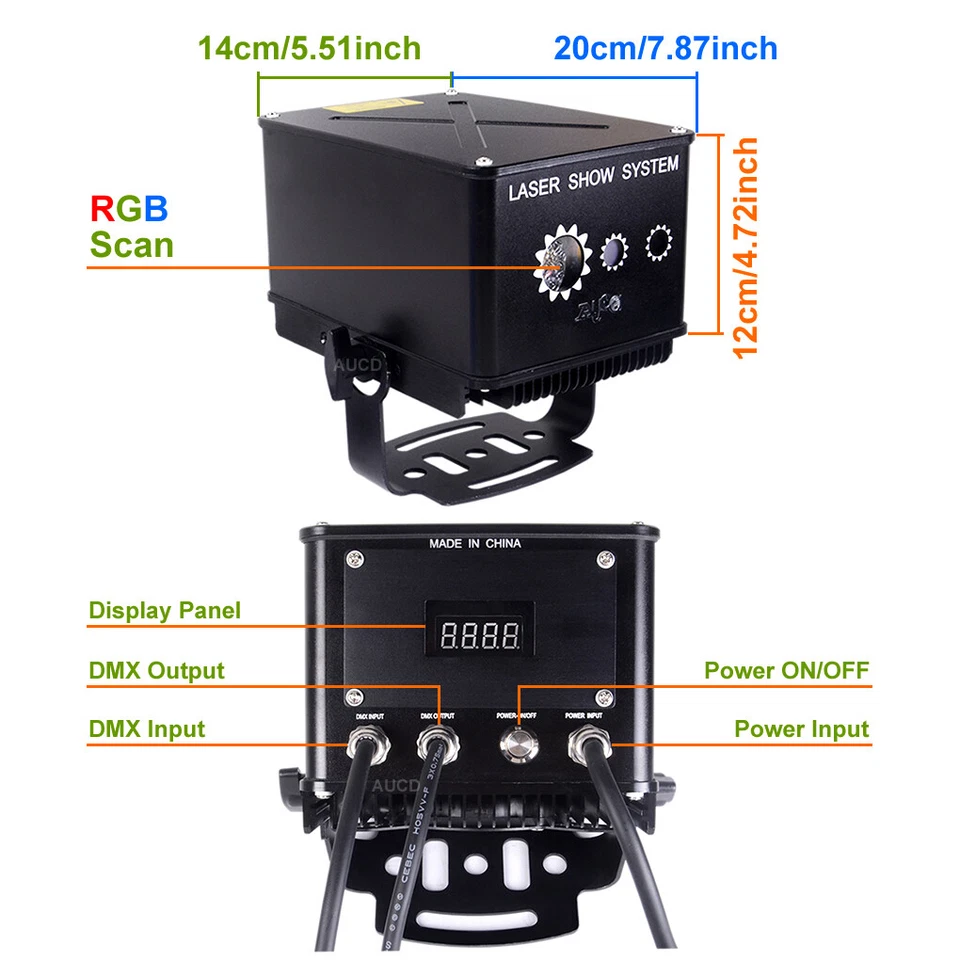 IP65 Waterproof 3W RGB Sky Aurora Projector Laser DMX Decor DJ Show Stage Lights - Image 2 of 4