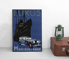 Mercedes-Benz Luxus 1920er Werbeplakat Vintage Oldtimer Auto Poster Reklame