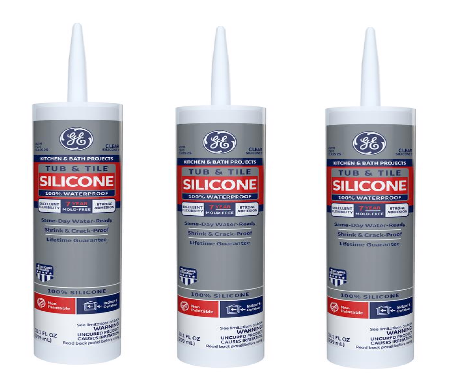 GE Tub & Tile Clear Silicone 1 Tub and Tile Caulk Sealant 10.1 oz 3Pack eBay