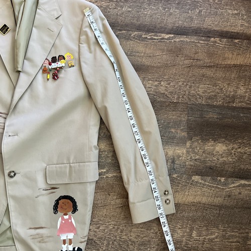 Blazer unisex vintage kaki insegnante scuola impreziosito artistico vedi misure - Foto 17 di 23