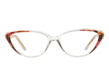 New Vintage Club LA 3104 Womens Cat Eye Crystal Clear Glasses Frames Italy 1990s