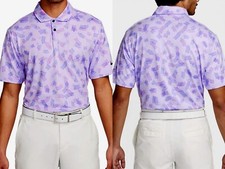 new NIKE GOLF 80 men's Tour Dri-Fit Polo Shirt violet paint pattern size M 66