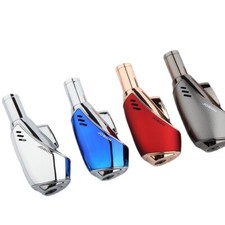 3 - ERGO GRIP BUTANE TORCH LIGHTERS - Value Package Blue, Chrome, Gray