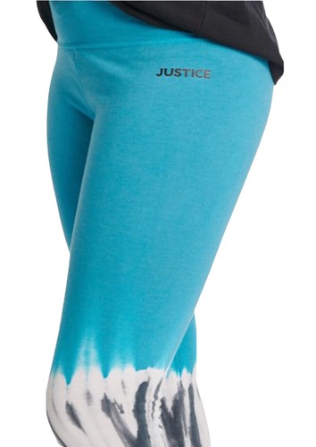 Justice Girls Leggings Teal Size 10 Full Length Stretch Dip Dye Logo - Picture 10 of 12