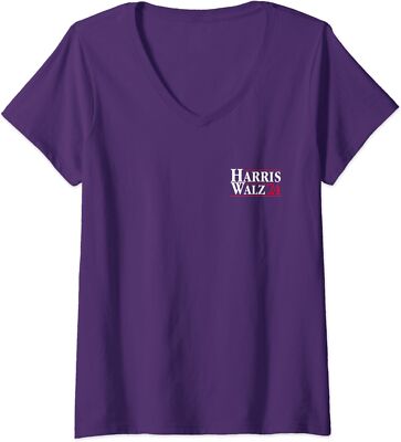 President Kamala Harris Tim Walz VP Brat Cat Ladies Ladies' V-Neck Tshirt