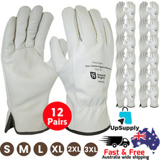 Shield Right-Quality Leather   Grey Cowhide Riggers Gloves -12 Pack