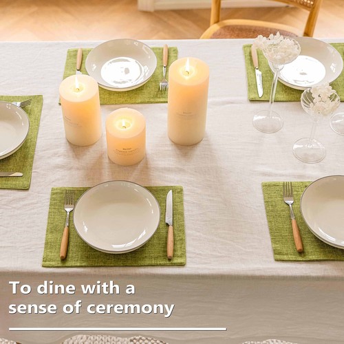 Green Placemats Set of 4 Washable Place Mats Spring Linen Placemats Heat Resi... - 第 4/7 張圖片