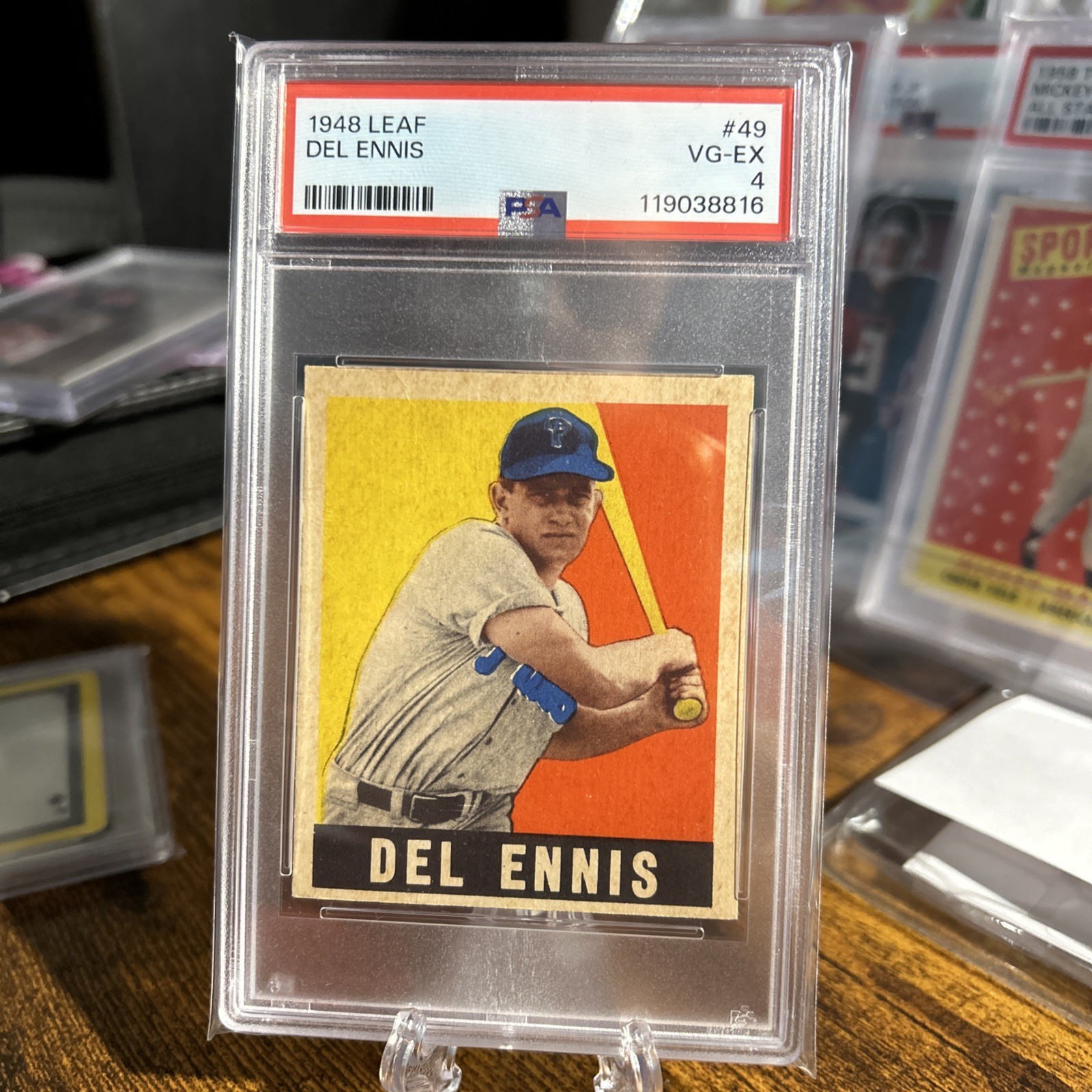 1948 LEAF #49 DEL ENNIS PSA-4