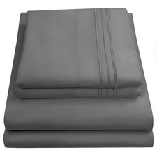 Queen Size Bed Sheets - Breathable Luxury with Full Queen, Gray