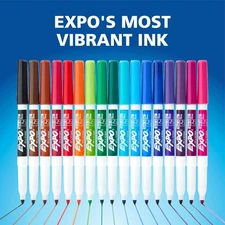 EXPO Low Odor Dry Erase Markers Fine Tip Assorted Colors 12 Pack