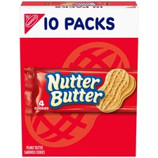 Nutter Butter Peanut Butter Sandwich Cookies 10 Snack Packs 4 Cookies Per Pack..